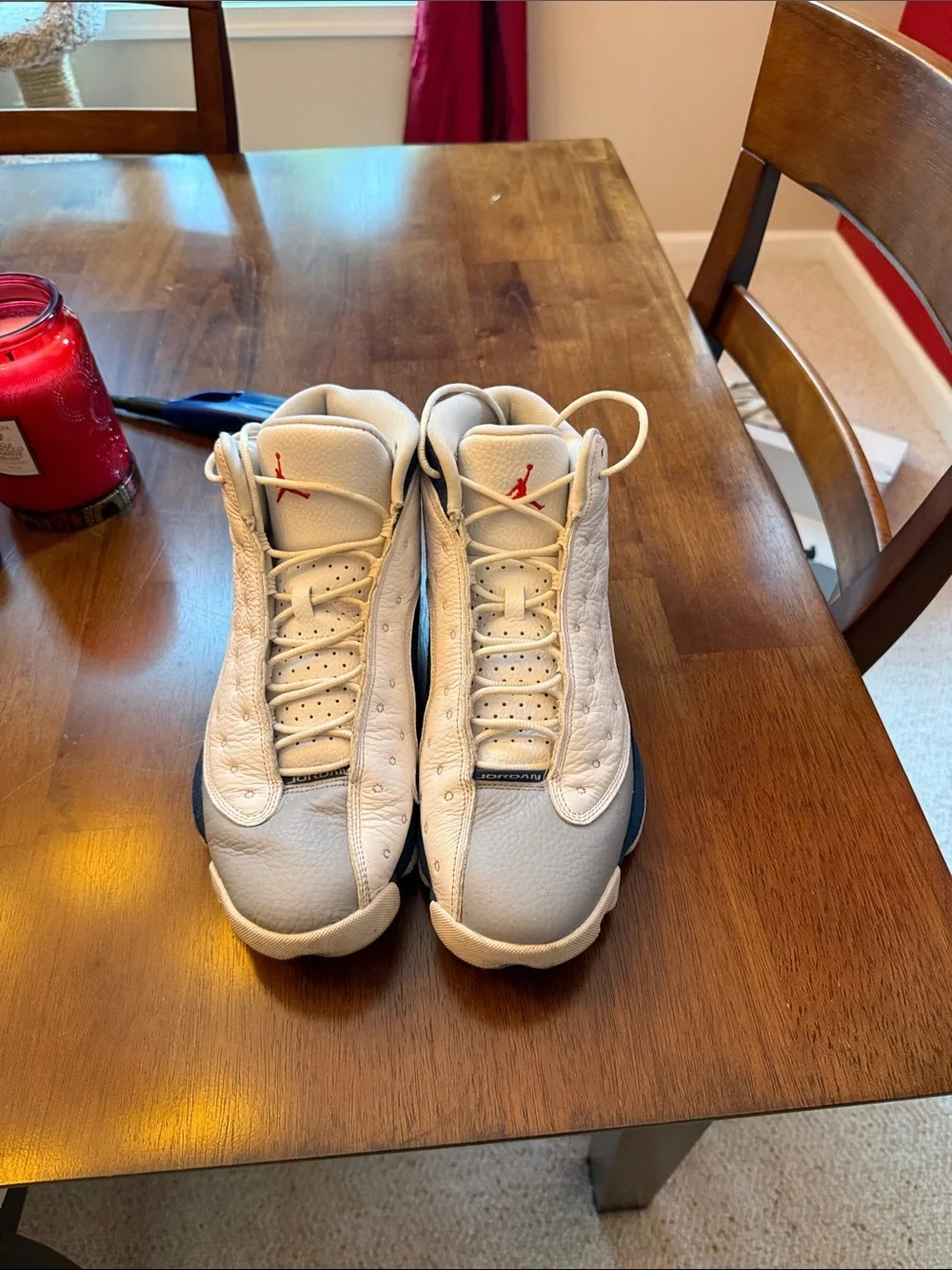 Jordan Men's Retro Athletic Sneakers in White and Navy